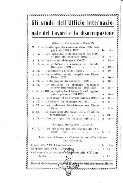 Informazioni sociali pubblicazione mensile curata dall'Ufficio corrispondente di Roma dell'Ufficio internazionale del lavoro, Ginevra