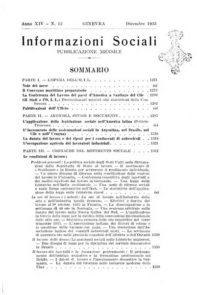 Informazioni sociali pubblicazione mensile curata dall'Ufficio corrispondente di Roma dell'Ufficio internazionale del lavoro, Ginevra