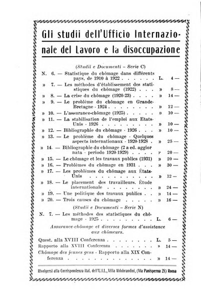 Informazioni sociali pubblicazione mensile curata dall'Ufficio corrispondente di Roma dell'Ufficio internazionale del lavoro, Ginevra