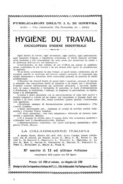 Informazioni sociali pubblicazione mensile curata dall'Ufficio corrispondente di Roma dell'Ufficio internazionale del lavoro, Ginevra