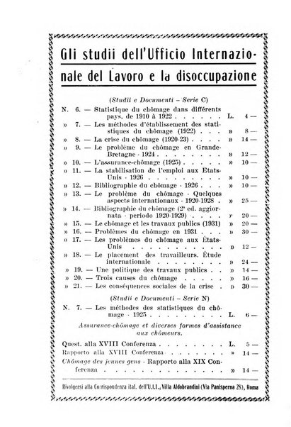 Informazioni sociali pubblicazione mensile curata dall'Ufficio corrispondente di Roma dell'Ufficio internazionale del lavoro, Ginevra