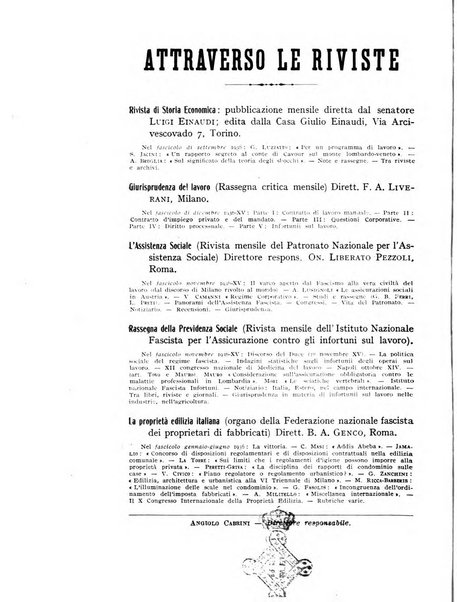 Informazioni sociali pubblicazione mensile curata dall'Ufficio corrispondente di Roma dell'Ufficio internazionale del lavoro, Ginevra