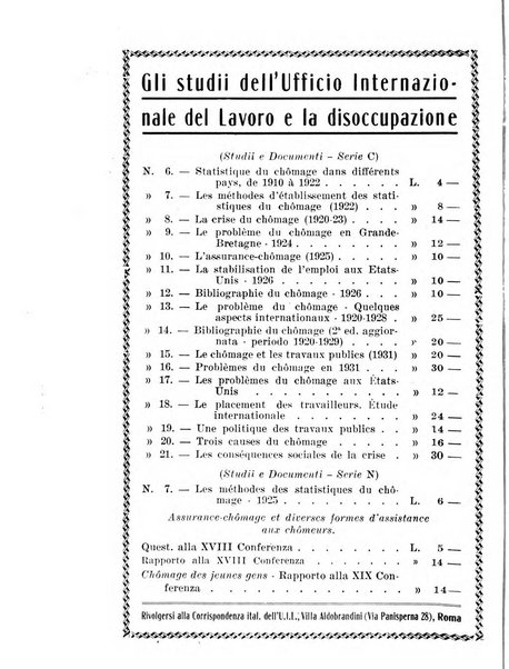 Informazioni sociali pubblicazione mensile curata dall'Ufficio corrispondente di Roma dell'Ufficio internazionale del lavoro, Ginevra