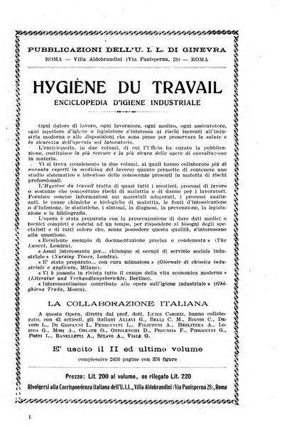 Informazioni sociali pubblicazione mensile curata dall'Ufficio corrispondente di Roma dell'Ufficio internazionale del lavoro, Ginevra