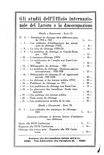 Informazioni sociali pubblicazione mensile curata dall'Ufficio corrispondente di Roma dell'Ufficio internazionale del lavoro, Ginevra