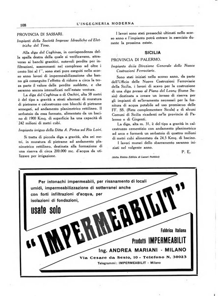 L'Ingegneria moderna rassegna di tecnologie industriali, agrarie, edilizie, idrauliche, stradali, ferroviarie