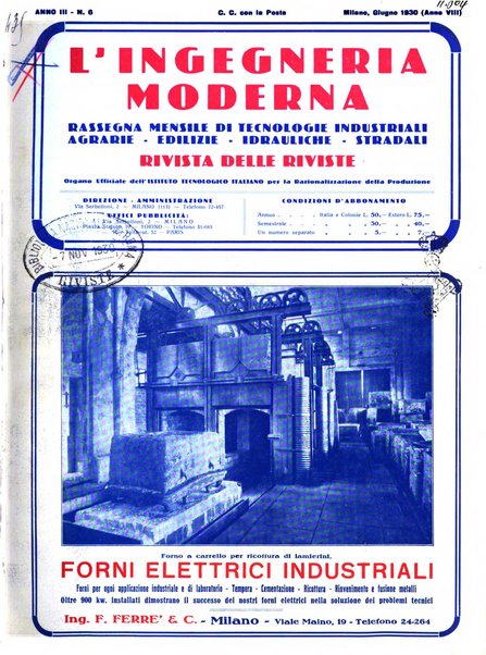 L'Ingegneria moderna rassegna di tecnologie industriali, agrarie, edilizie, idrauliche, stradali, ferroviarie