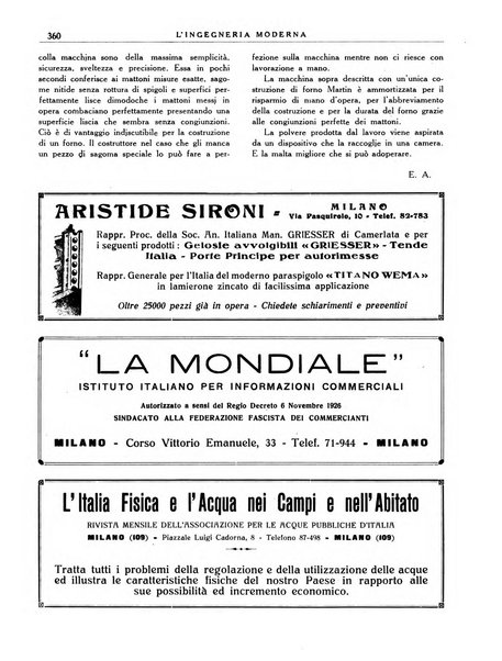 L'Ingegneria moderna rassegna di tecnologie industriali, agrarie, edilizie, idrauliche, stradali, ferroviarie