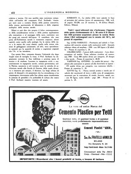 L'Ingegneria moderna rassegna di tecnologie industriali, agrarie, edilizie, idrauliche, stradali, ferroviarie