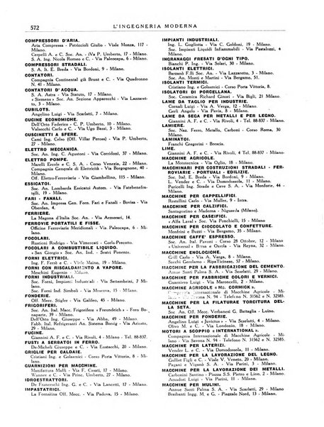 L'Ingegneria moderna rassegna di tecnologie industriali, agrarie, edilizie, idrauliche, stradali, ferroviarie