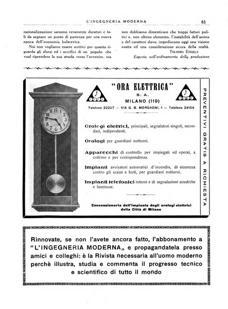 L'Ingegneria moderna rassegna di tecnologie industriali, agrarie, edilizie, idrauliche, stradali, ferroviarie