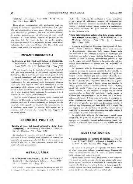 L'Ingegneria moderna rassegna di tecnologie industriali, agrarie, edilizie, idrauliche, stradali, ferroviarie