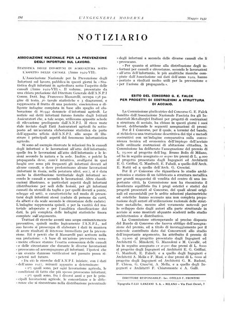 L'Ingegneria moderna rassegna di tecnologie industriali, agrarie, edilizie, idrauliche, stradali, ferroviarie