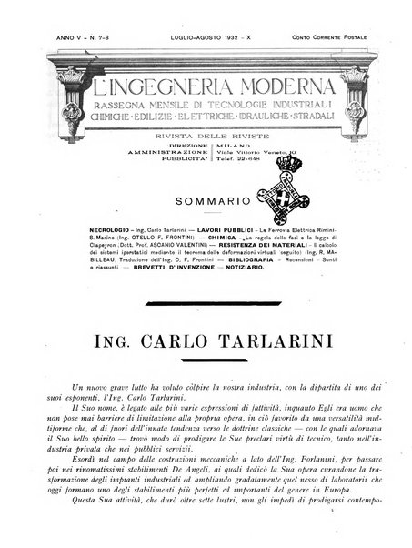 L'Ingegneria moderna rassegna di tecnologie industriali, agrarie, edilizie, idrauliche, stradali, ferroviarie