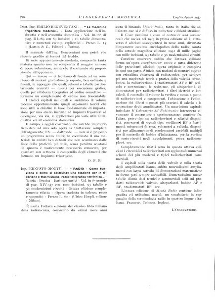 L'Ingegneria moderna rassegna di tecnologie industriali, agrarie, edilizie, idrauliche, stradali, ferroviarie