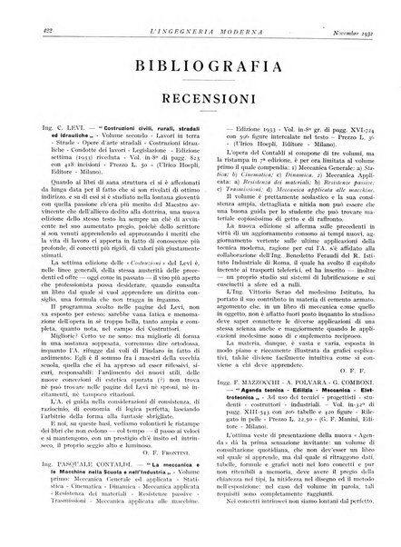 L'Ingegneria moderna rassegna di tecnologie industriali, agrarie, edilizie, idrauliche, stradali, ferroviarie