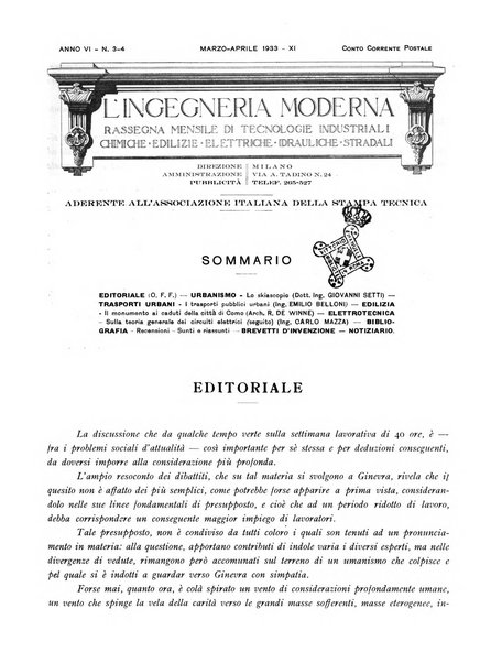 L'Ingegneria moderna rassegna di tecnologie industriali, agrarie, edilizie, idrauliche, stradali, ferroviarie