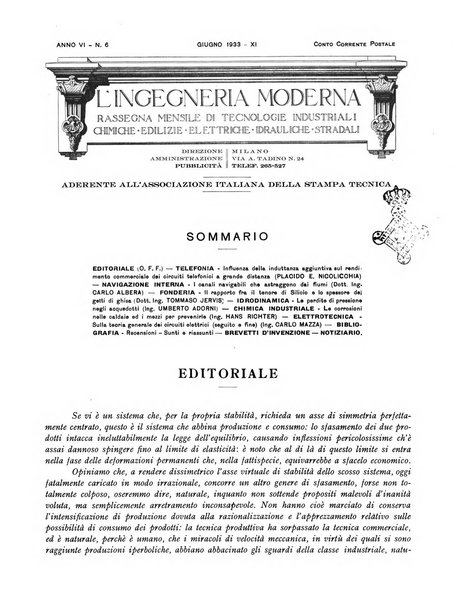 L'Ingegneria moderna rassegna di tecnologie industriali, agrarie, edilizie, idrauliche, stradali, ferroviarie