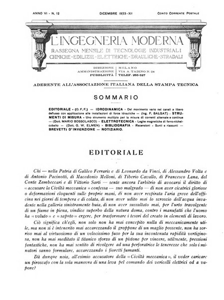 L'Ingegneria moderna rassegna di tecnologie industriali, agrarie, edilizie, idrauliche, stradali, ferroviarie