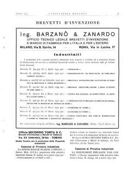 L'Ingegneria moderna rassegna di tecnologie industriali, agrarie, edilizie, idrauliche, stradali, ferroviarie