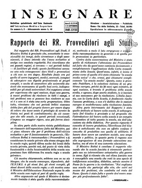 Insegnare bollettino quindicinale dell'Ente nazionale dell'insegnamento medio