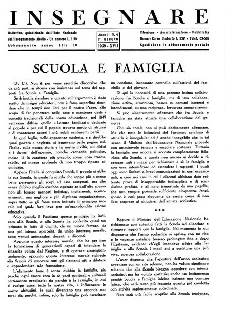 Insegnare bollettino quindicinale dell'Ente nazionale dell'insegnamento medio