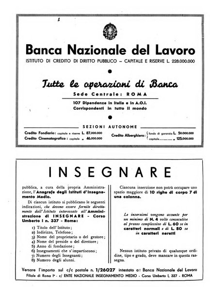 Insegnare bollettino quindicinale dell'Ente nazionale dell'insegnamento medio