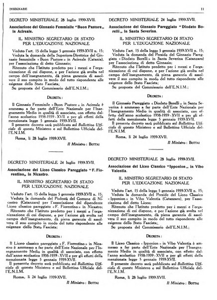 Insegnare bollettino quindicinale dell'Ente nazionale dell'insegnamento medio