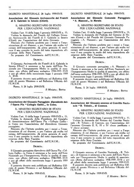 Insegnare bollettino quindicinale dell'Ente nazionale dell'insegnamento medio