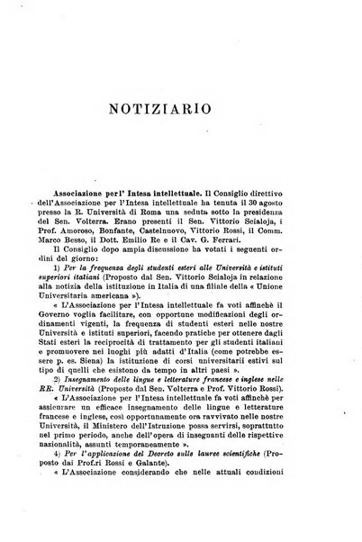 L'intesa intellettuale rivista dell'associazione italiana per l'intesa intellettuale fra i paesi alleati ed amici