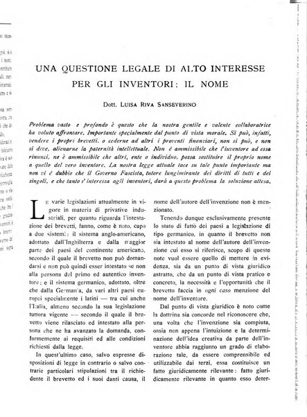 L'inventore italiano rivista mensile della Associazione nazionale fascista inventori