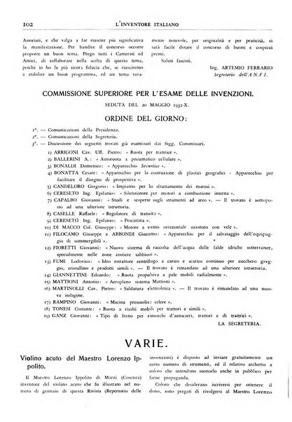 L'inventore italiano rivista mensile della Associazione nazionale fascista inventori