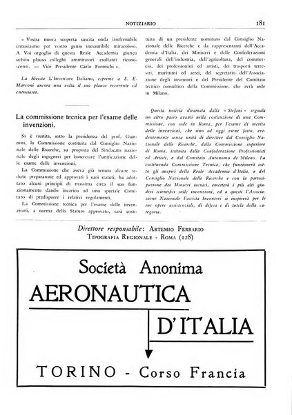 L'inventore italiano rivista mensile della Associazione nazionale fascista inventori