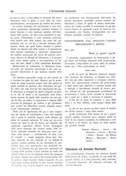 L'inventore italiano rivista mensile della Associazione nazionale fascista inventori