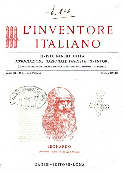 L'inventore italiano rivista mensile della Associazione nazionale fascista inventori