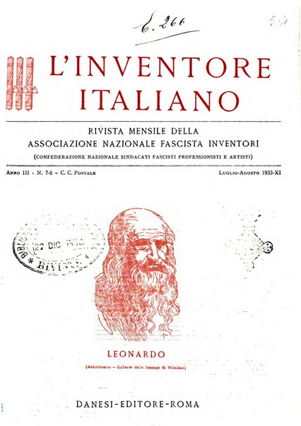 L'inventore italiano rivista mensile della Associazione nazionale fascista inventori