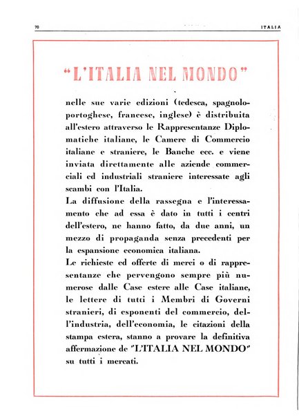 L'Italia nel mondo edizione in lingua italiana per gli scambi con l'estero