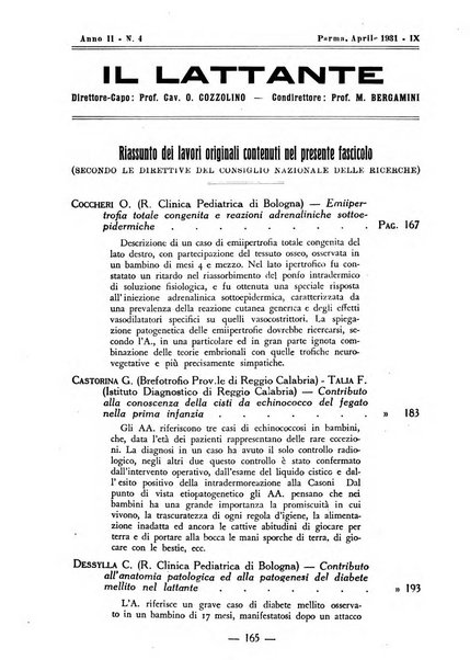 Il lattante periodico mensile di fisiopatologia, igiene e difesa sociale del bambino nel primo biennio di vita