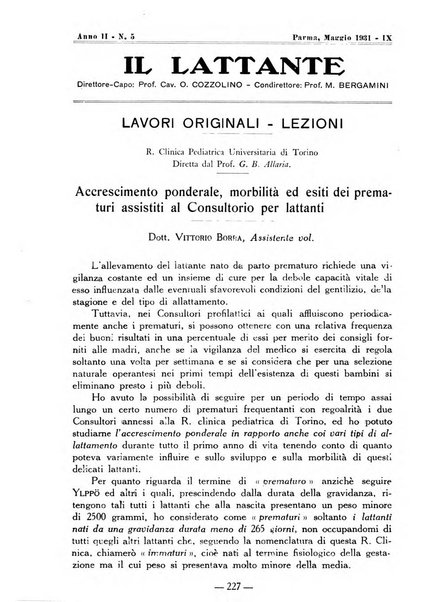 Il lattante periodico mensile di fisiopatologia, igiene e difesa sociale del bambino nel primo biennio di vita