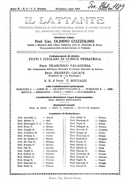 Il lattante periodico mensile di fisiopatologia, igiene e difesa sociale del bambino nel primo biennio di vita