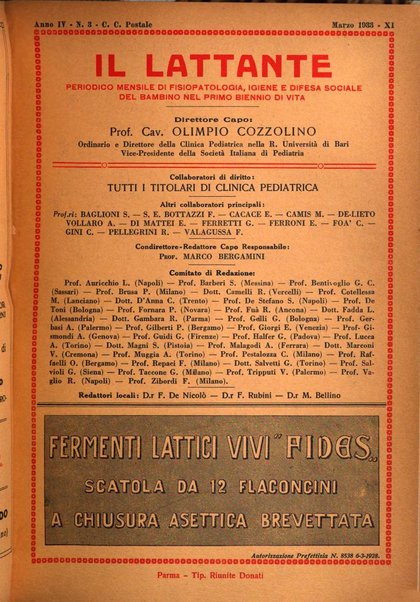 Il lattante periodico mensile di fisiopatologia, igiene e difesa sociale del bambino nel primo biennio di vita