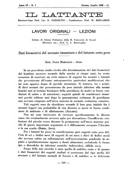 Il lattante periodico mensile di fisiopatologia, igiene e difesa sociale del bambino nel primo biennio di vita