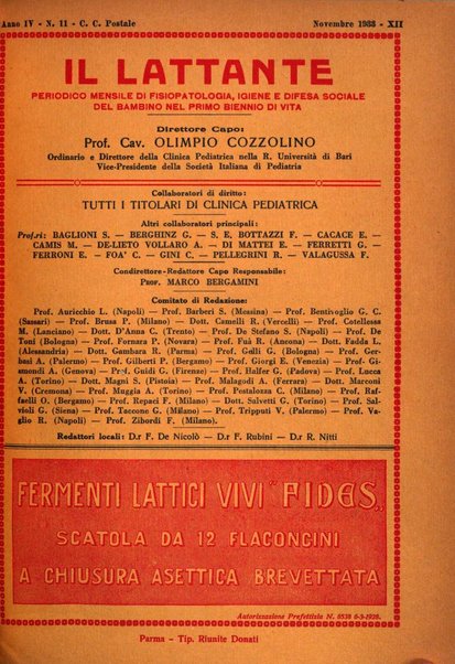 Il lattante periodico mensile di fisiopatologia, igiene e difesa sociale del bambino nel primo biennio di vita