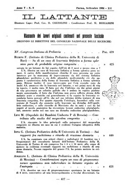 Il lattante periodico mensile di fisiopatologia, igiene e difesa sociale del bambino nel primo biennio di vita