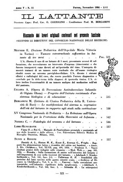 Il lattante periodico mensile di fisiopatologia, igiene e difesa sociale del bambino nel primo biennio di vita