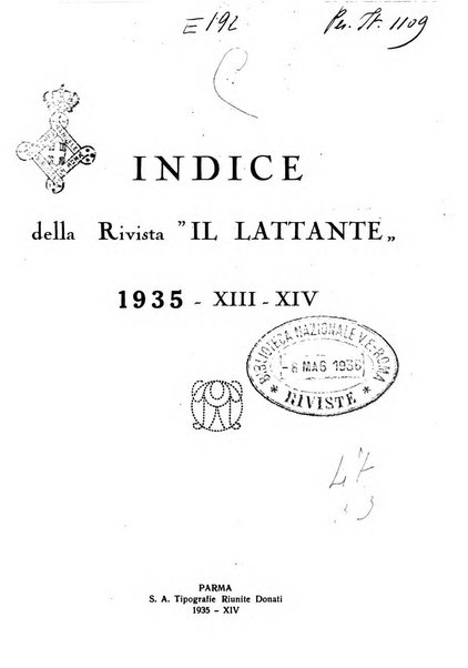 Il lattante periodico mensile di fisiopatologia, igiene e difesa sociale del bambino nel primo biennio di vita