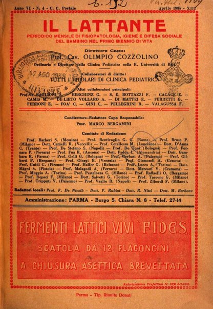 Il lattante periodico mensile di fisiopatologia, igiene e difesa sociale del bambino nel primo biennio di vita