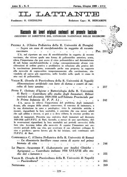 Il lattante periodico mensile di fisiopatologia, igiene e difesa sociale del bambino nel primo biennio di vita