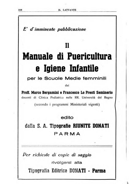 Il lattante periodico mensile di fisiopatologia, igiene e difesa sociale del bambino nel primo biennio di vita