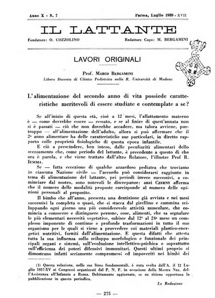 Il lattante periodico mensile di fisiopatologia, igiene e difesa sociale del bambino nel primo biennio di vita